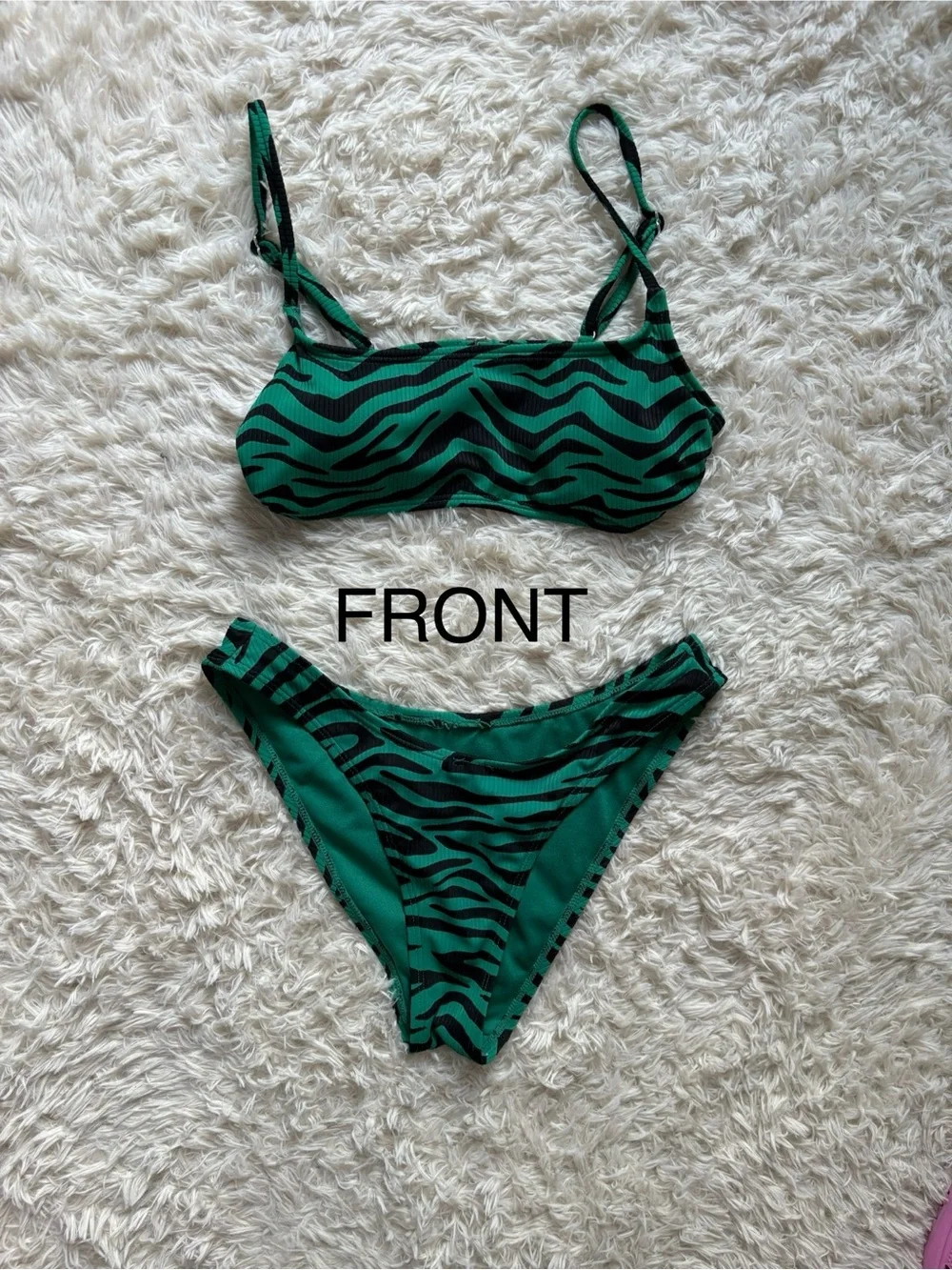 Xhilaration Emerald Green and Black Zebra Bikini Set